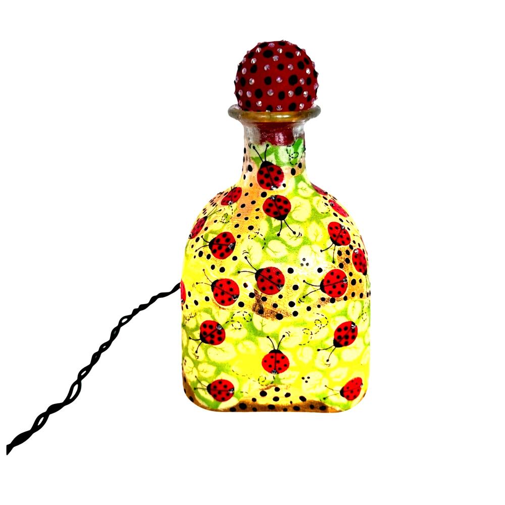 Designer " Lady Bug " Bottle Green  Here is a unique handcrafted decorative gift